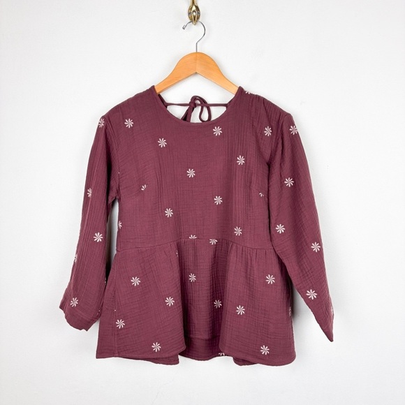 Madewell Embroidered Lightspun Peplum Open-Back Top Sz XS - Picture 3 of 7